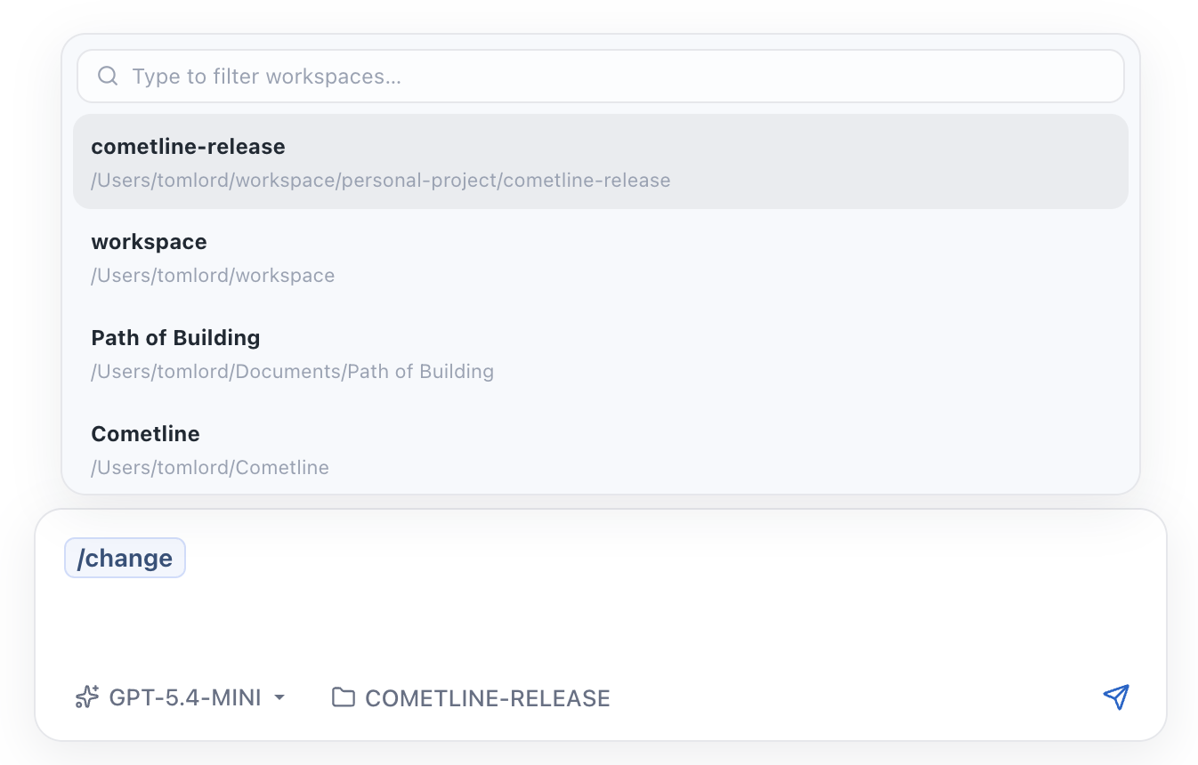 Cometline fork session interface