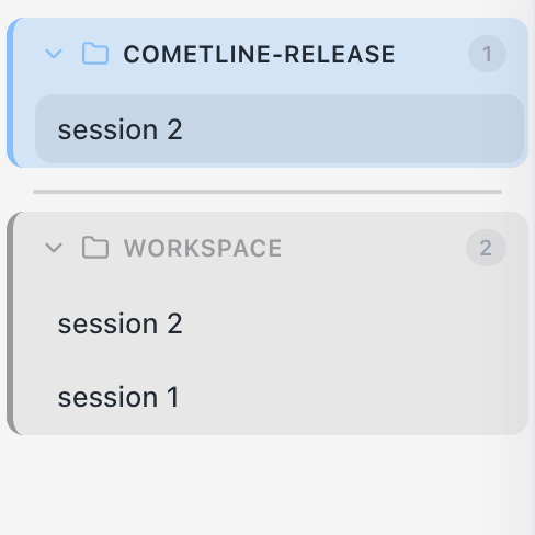 Grouped by workspace view